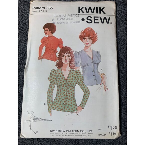 Kwik Sew Misses Blouse Sewing Pattern sz 5-11 555 - uncut - Picture 10 of 10